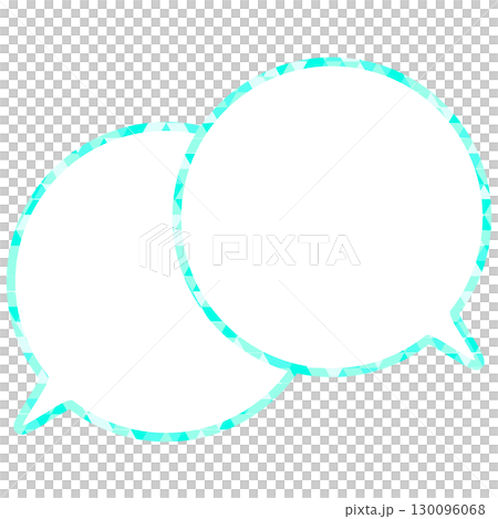 彩色玻璃風格的對話泡泡，三角形圖案，重疊對話 130096068