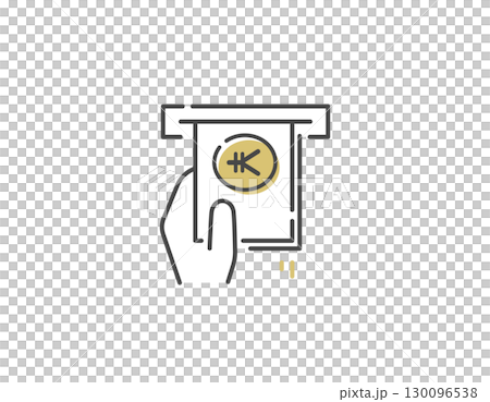 ATM 提款圖示（線條圖、向量） 130096538