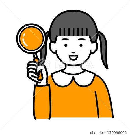 虫眼鏡を持った女の子イラスト 130096663