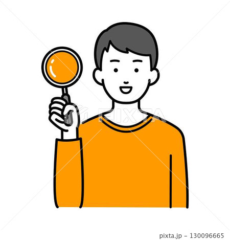 虫眼鏡を持った男性イラスト 130096665