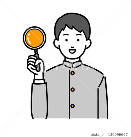 虫眼鏡を持った男子学生イラスト 130096667
