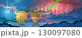 bullish turkish lira vs bearish british pound. foreign exchange market of gbp to try 3d illustration. currency represented as golden coins 130097080