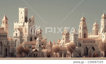 中世の建築のイメージ、シンプル3Dイラスト 130097103