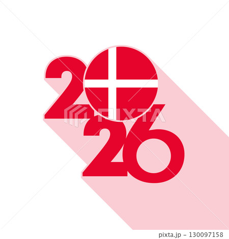 2026 Long Shadow Banner with Denmark Flag Inside. 2026 Long Shadow Banner with Denmark Flag Inside. 130097158