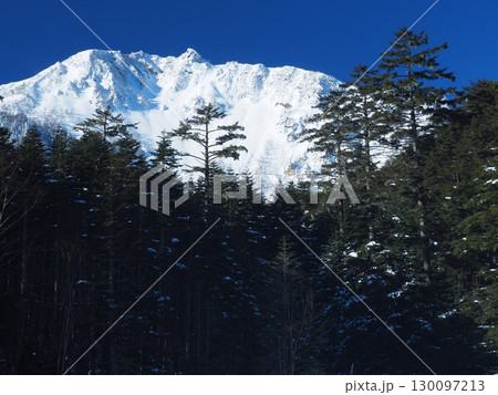 冬の八ヶ岳・ミドリ池から望む天狗岳 130097213