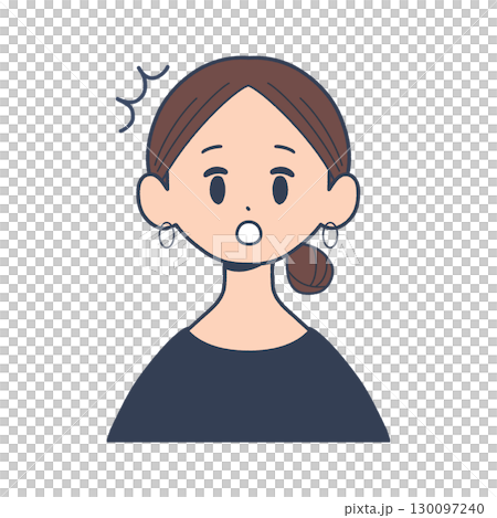 Surprised expression of a young woman, front upper body, simple illustration Surprised expression of a young woman, front upper body, simple illustration 130097240