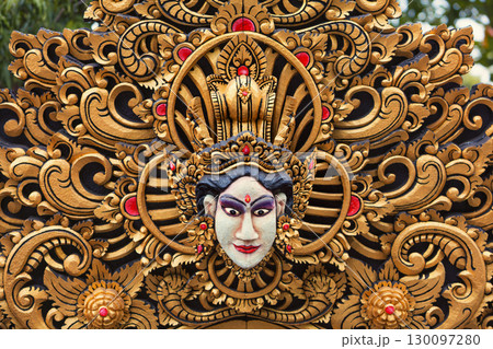Traditional mask pattern in temple - protective spiri Traditional mask pattern in temple - protective spiri 130097280