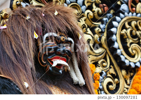 Traditional mask pattern in temple - protective spiri Traditional mask pattern in temple - protective spiri 130097281