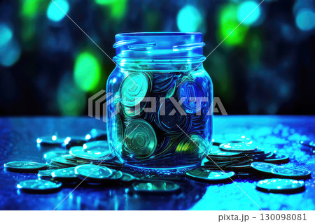 Jar full of coins. Financial concept. 130098081
