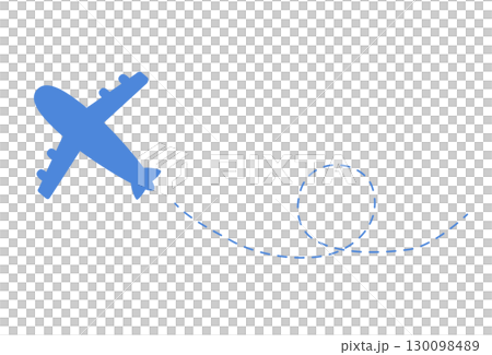旅行の飛んでいる飛行機シルエットのイラスト 130098489