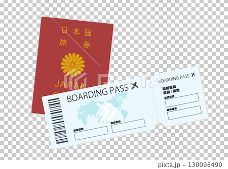 Passport and airline ticket illustration 130098490