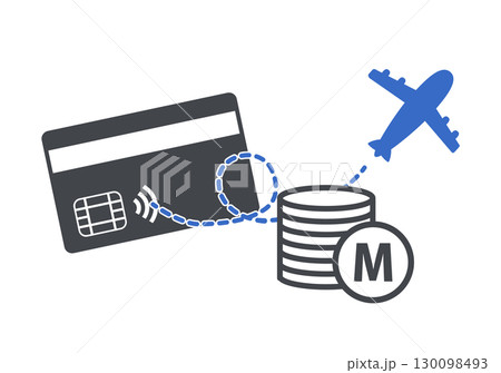 カードや旅行でマイルを貯めるイメージイラスト カードや旅行でマイルを貯めるイメージイラスト 130098493