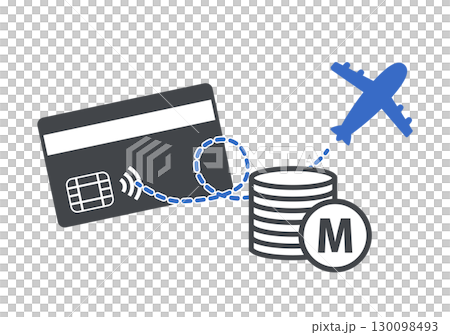 カードや旅行でマイルを貯めるイメージイラスト カードや旅行でマイルを貯めるイメージイラスト 130098493