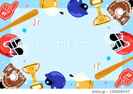 Hand Drawn Flat Baseball Elements Background 130098547