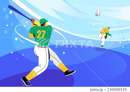 Hand Drawn Flat Baseball Game Illustration 130098550