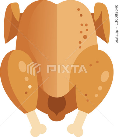 七面鳥の丸焼き（ローストターキー）のシンプルなベクターイラストアイコン素材 130098640