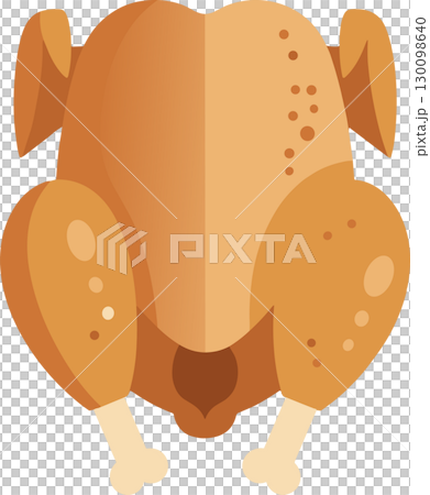 七面鳥の丸焼き（ローストターキー）のシンプルなベクターイラストアイコン素材 130098640