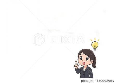 電球アイコンと指を立てる男性のひらめきイラスト 130098963
