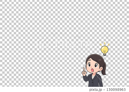 電球アイコンと指を立てる男性のひらめきイラスト 130098963