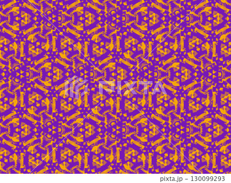 ハロウィン幾何学模様～紫とオレンジの抽象的背景デザイン200 130099293