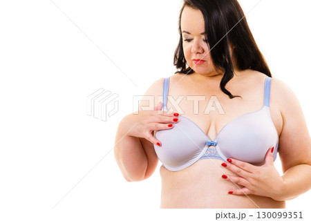 Fat woman big breast wearing bra 130099351
