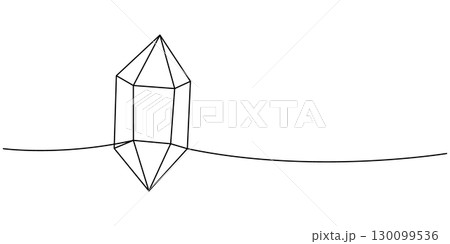 Gemstone one line continuous drawing. Precious crystal. Vector illustration 130099536