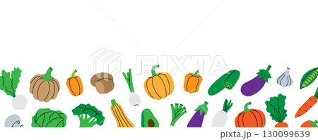 Vegetables banner. Fresh vegetables. Natural vegetarian foods. Organic farm company design template. Vector illustration. Vegetables banner. Fresh vegetables. Natural vegetarian foods. Organic farm company design template. Vector illustration. 130099639