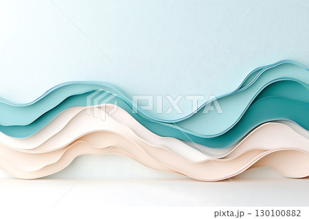Abstract Waves of Blue and Beige with Soft Curves on a Light Background for Modern Designs 130100882