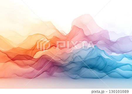 Soft Flowing Waves in Gradient Colors of Pink, Orange, and Blue on a Light Background 130101089