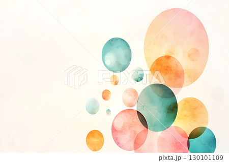 Soft Pastel Circles on Light Background with Watercolor Effect and Abstract Design Elements 130101109