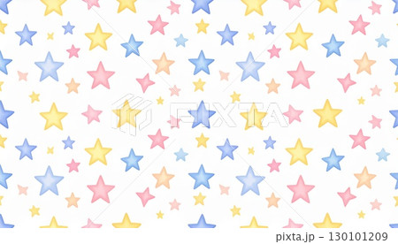 《AI画像》水彩絵の具で描いたカラフルな星の背景イラスト 130101209