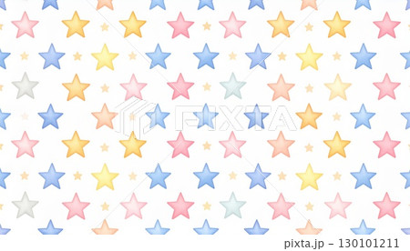 《AI画像》水彩絵の具で描いたカラフルな星の背景イラスト 130101211