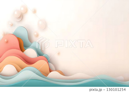 Abstract Waves with Soft Curves and Bubbles on Light Background for Modern Design 130101254