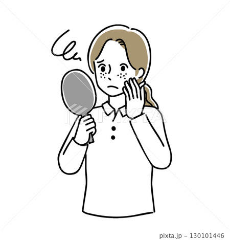 鏡を見る女性　 130101446