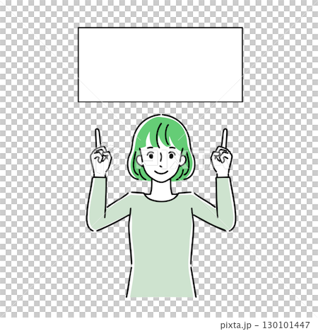 メッセージボードと若い女性 130101447