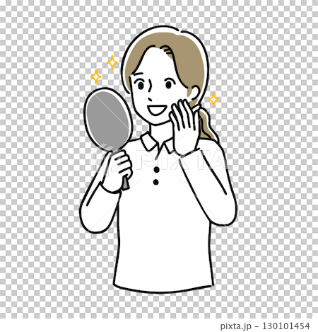 Woman looking in the mirror 130101454