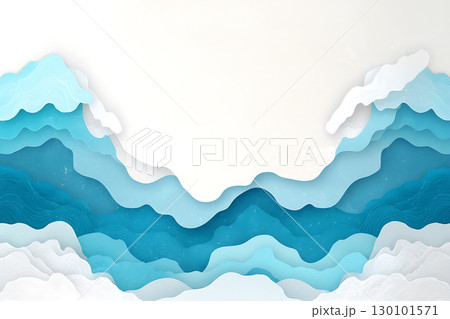 Abstract Paper Cut Waves in Shades of Blue and White on Light Background for Creative Use Abstract Paper Cut Waves in Shades of Blue and White on Light Background for Creative Use 130101571