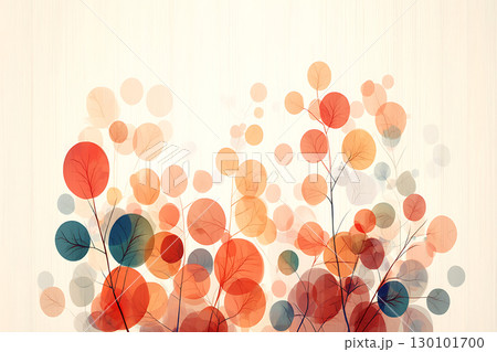 Abstract Pattern of Colorful Leaves and Circles in Soft Pastel Shades for Modern Design Abstract Pattern of Colorful Leaves and Circles in Soft Pastel Shades for Modern Design 130101700