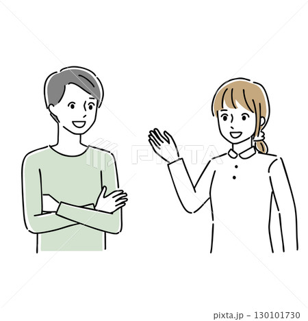 会話をする男女 130101730