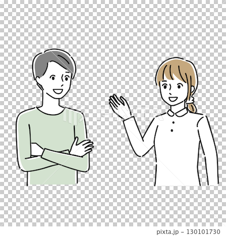 会話をする男女 130101730