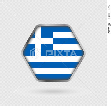 Greece flag in a hexagon frame. 130101789
