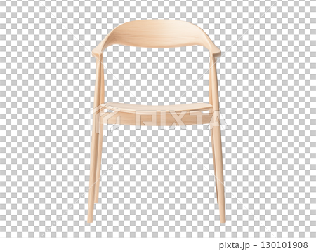 Minimalist wooden chair with curved backrest and sleek design, perfect for modern interiors. Ideal for dining or office spaces, combining style and comfort 130101908