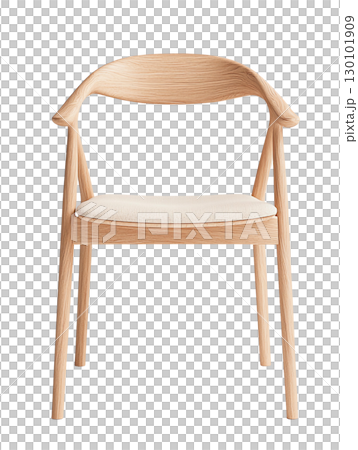 modern wooden chair with curved backrest and soft cushion, perfect for dining or office use. Its minimalist design adds elegance to any space 130101909