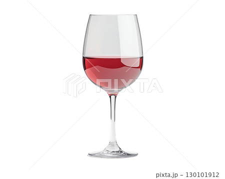 clear wine glass filled with red wine, showcasing its elegant shape and color. Perfect for celebrations or dining 130101912