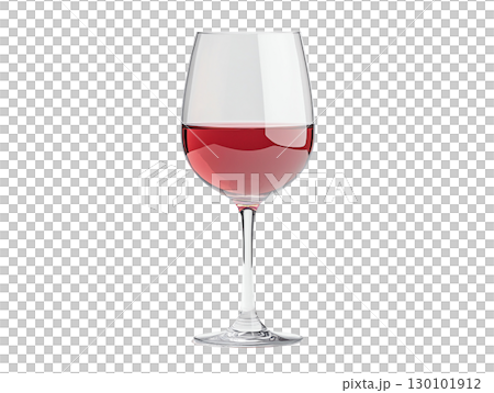 clear wine glass filled with red wine, showcasing its elegant shape and color. Perfect for celebrations or dining 130101912