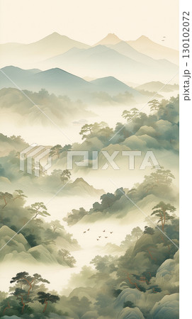 日本の自然や風景をモチーフにした和風デザイン壁紙。上品で控えめな色調と芸術的な質感が調和 130102072