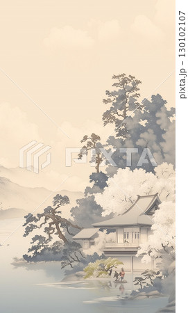 日本の自然や文化を感じさせる和風壁紙。控えめで繊細なデザインと柔らかな色合いが調和し、上品で芸術的 130102107