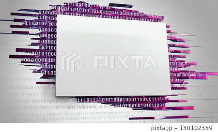 blank canvas surrounded by binary code, symbolizing digital transformation and innovation. vibrant colors evoke sense of creativity and technology 130102359