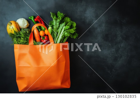 shopping bag with vegetables 130102835