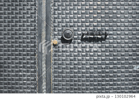 Metal Door with Geometric Pattern and Handle Metal Door with Geometric Pattern and Handle 130102964